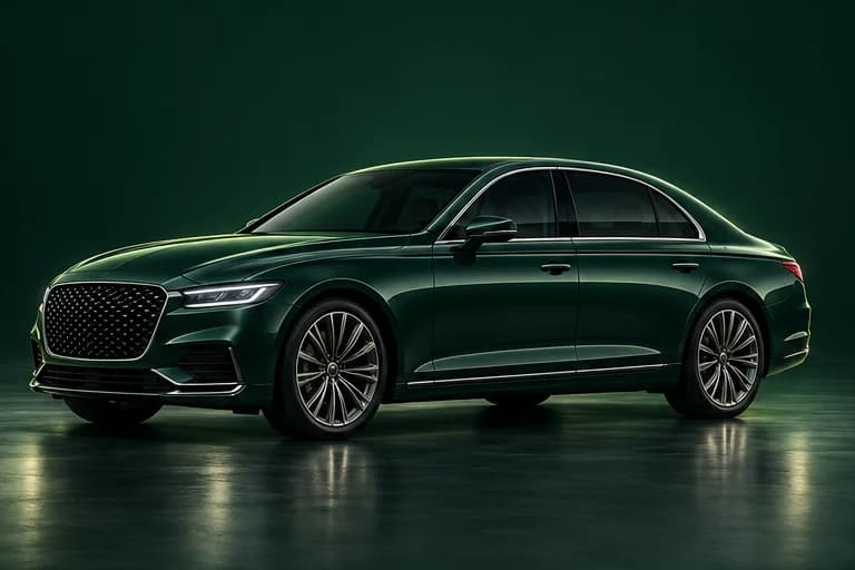 Illustrative executive sedan in dark green